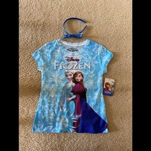NWT.  Disney Frozen T-Shirt & Headband Bundle.  Size S (6/6X)
